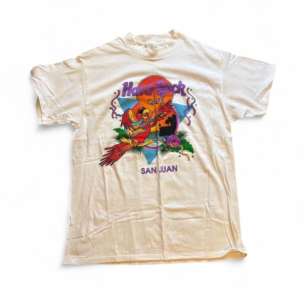 Vintage Hard Rock Cafe San Juan Puerto Rico Parrot Graphic T-Shirt Mens L